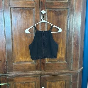 Free people black set crop top and slanted skirt size XS